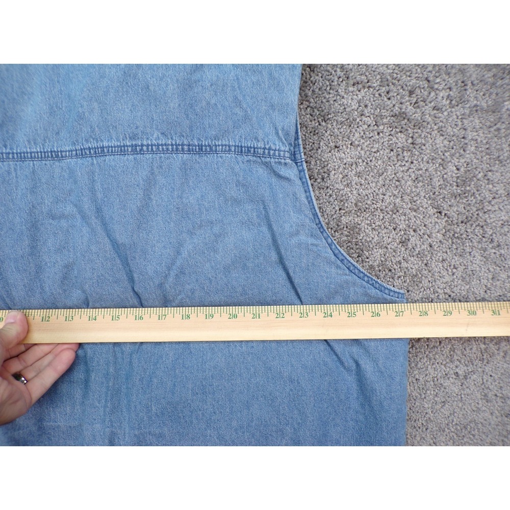 Scandia Woods Vest Mens 2XL Blue Denim Plaid Lined Utility Zip Pockets Workwear - Picture 9 of 9
